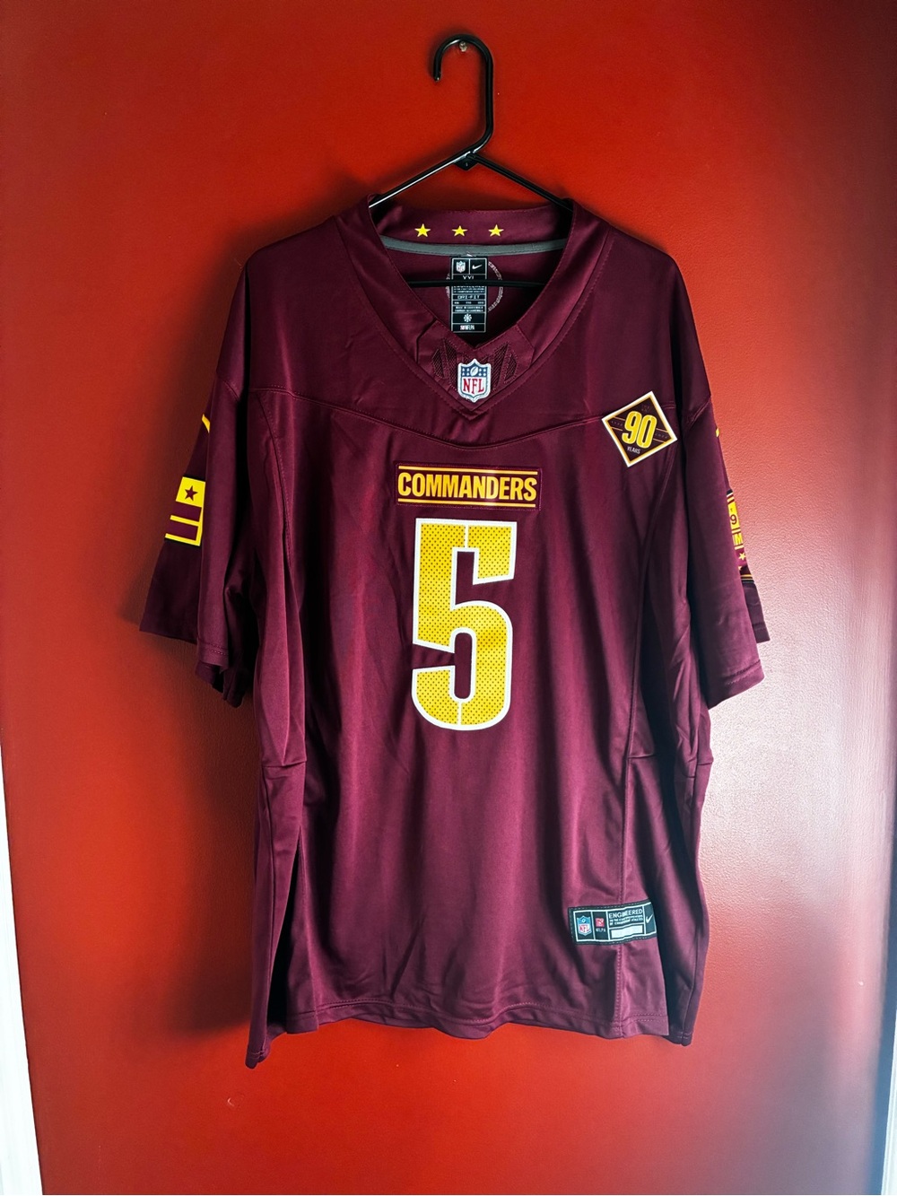 NFL Commanders Men's Burgundy and Gold #5 Jersey